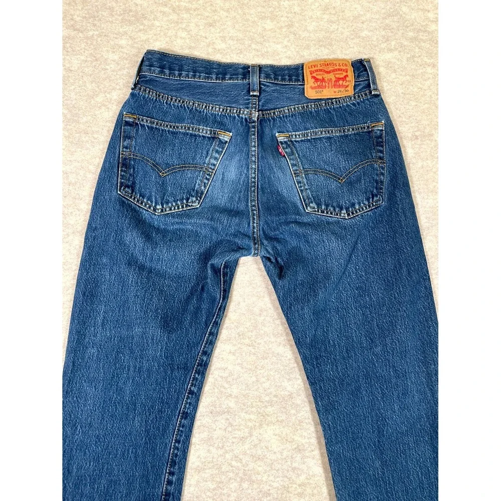 Levi's 501 Jeans Mens 29x30 Blue Denim Cotton‎ 5-Pockets Straight Leg Mid Rise